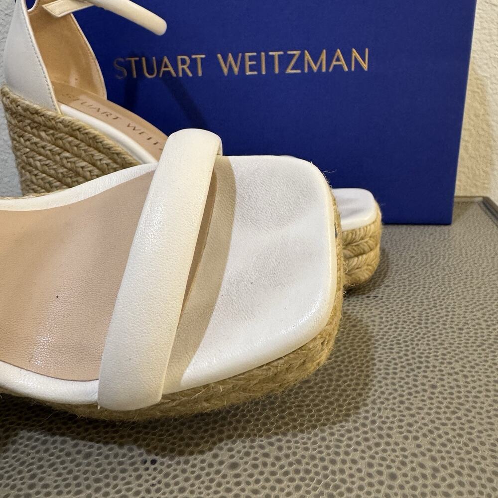 Stuart Weitzman Women's White Nudist Wedge Espadrille Sandal Shoes Size 6.5 - Picture 7 of 16